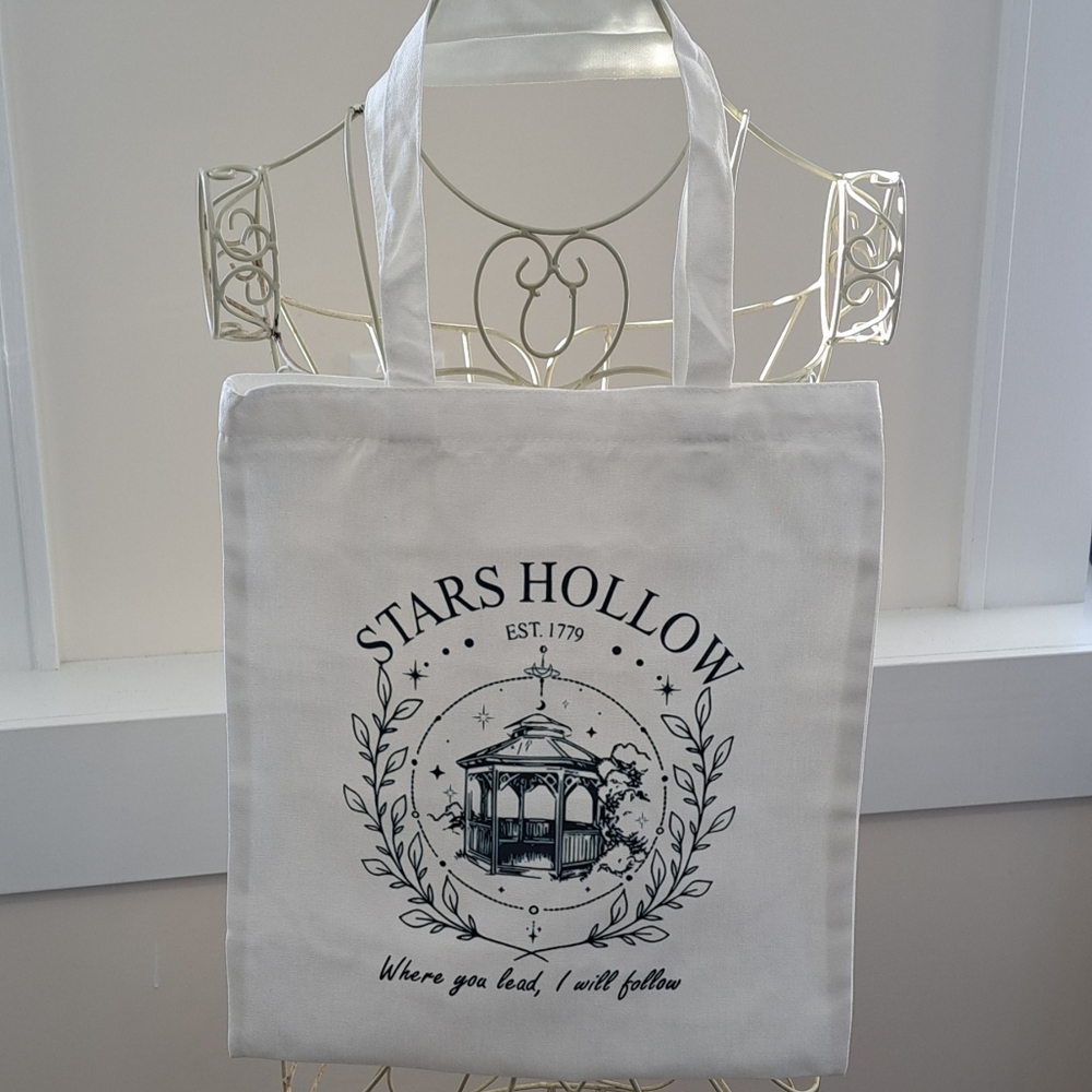 NWOT- Gilmore Girls Stars Hollow " Where You Lead, I Will Follow " Tote Bag.